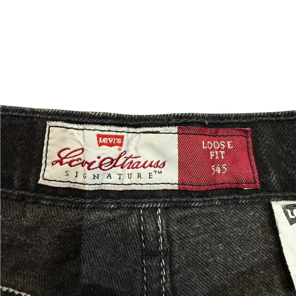 Vintage Levi's Size 36 x 32 Black Cotton Denim 545 Loose Fit Jeans from 1993